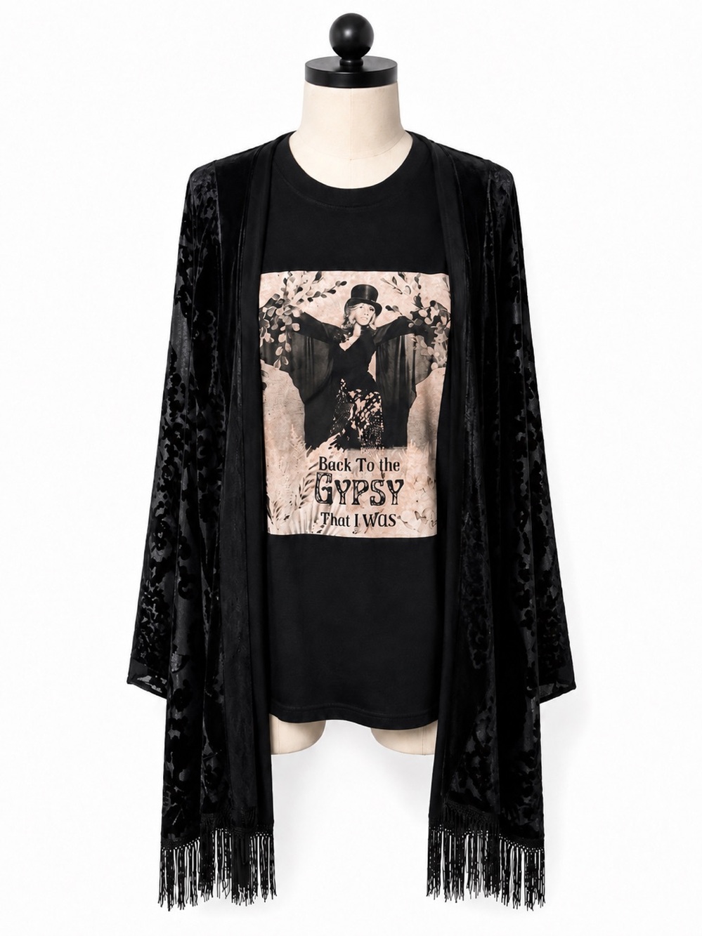 Stevie Nicks Upcycled Tee Shirt Kimono